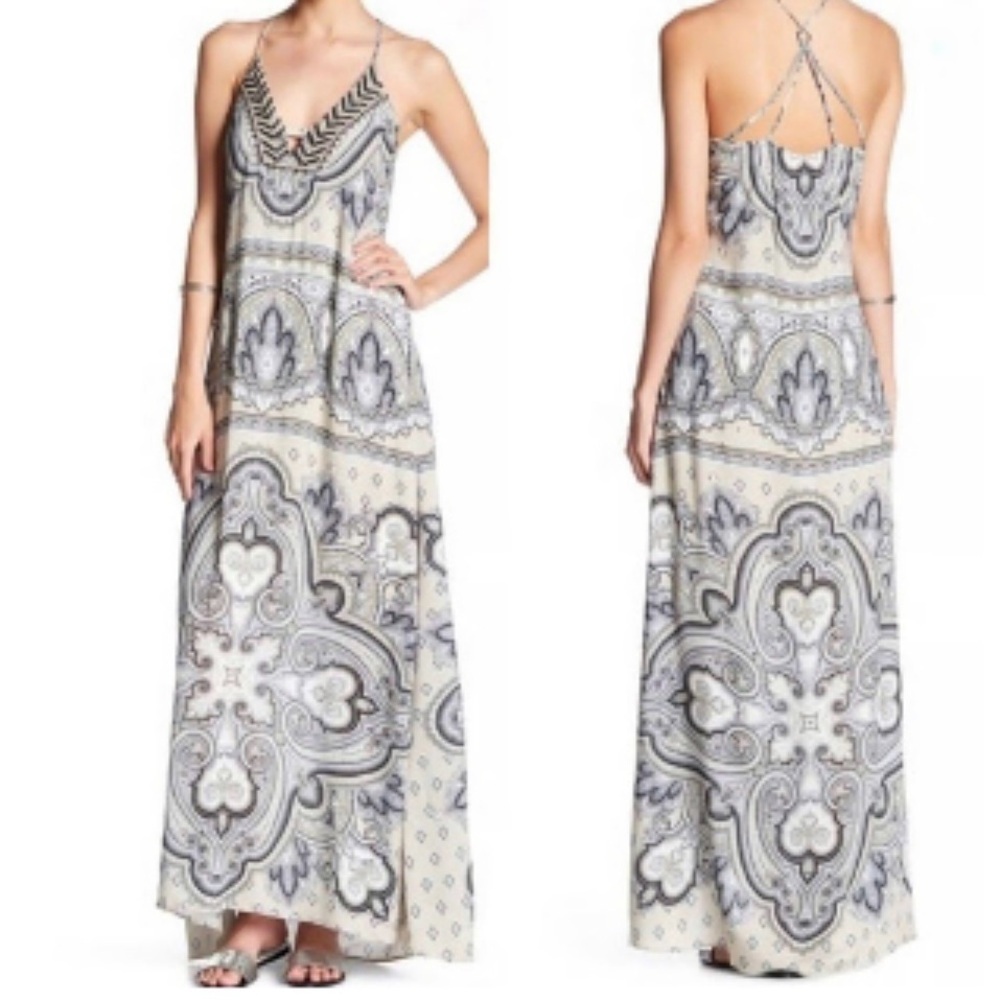 Hale Bob Beaded Strappy Maxi Dress